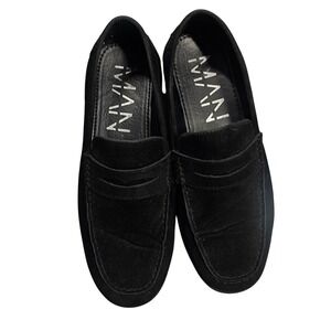 Man Man Men's Black Suede Penny Loafers Classic Slip-On Dress Shoes Size 9